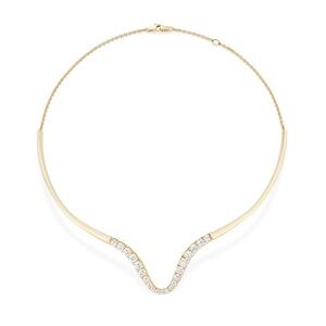 COPY - Melissa Kaye Look- alike Clara Curved Contemporary Collar Necklace-Custo…
